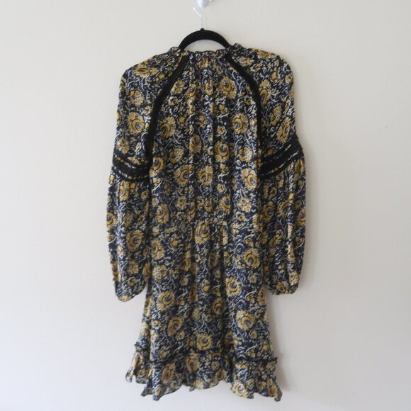 Veronica Beard Black and Gold Floral Mini Dress - Picture 4 of 11